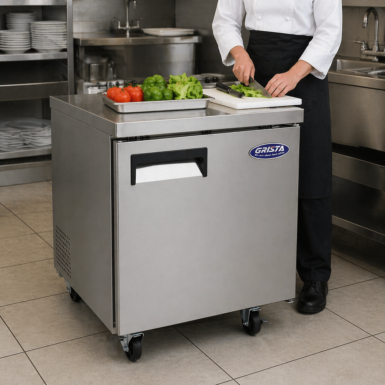 Admiral Craft Grista Undercounter Refrigerator, Single Solid Door, 6.3 cu ft Capacity, in Stainless Steel GRUCRF-27
