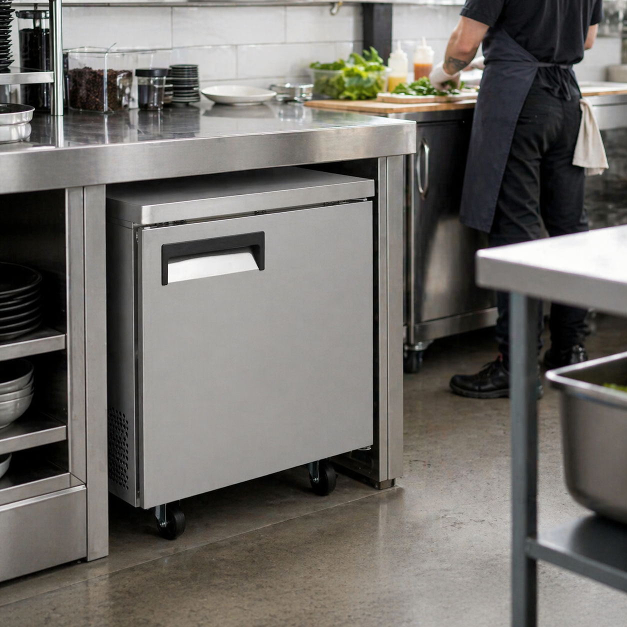 Admiral Craft U-Star Undercounter Freezer, Single Solid Door, 6.3 cu ft Capacity, in Stainless Steel USUCFZ-27