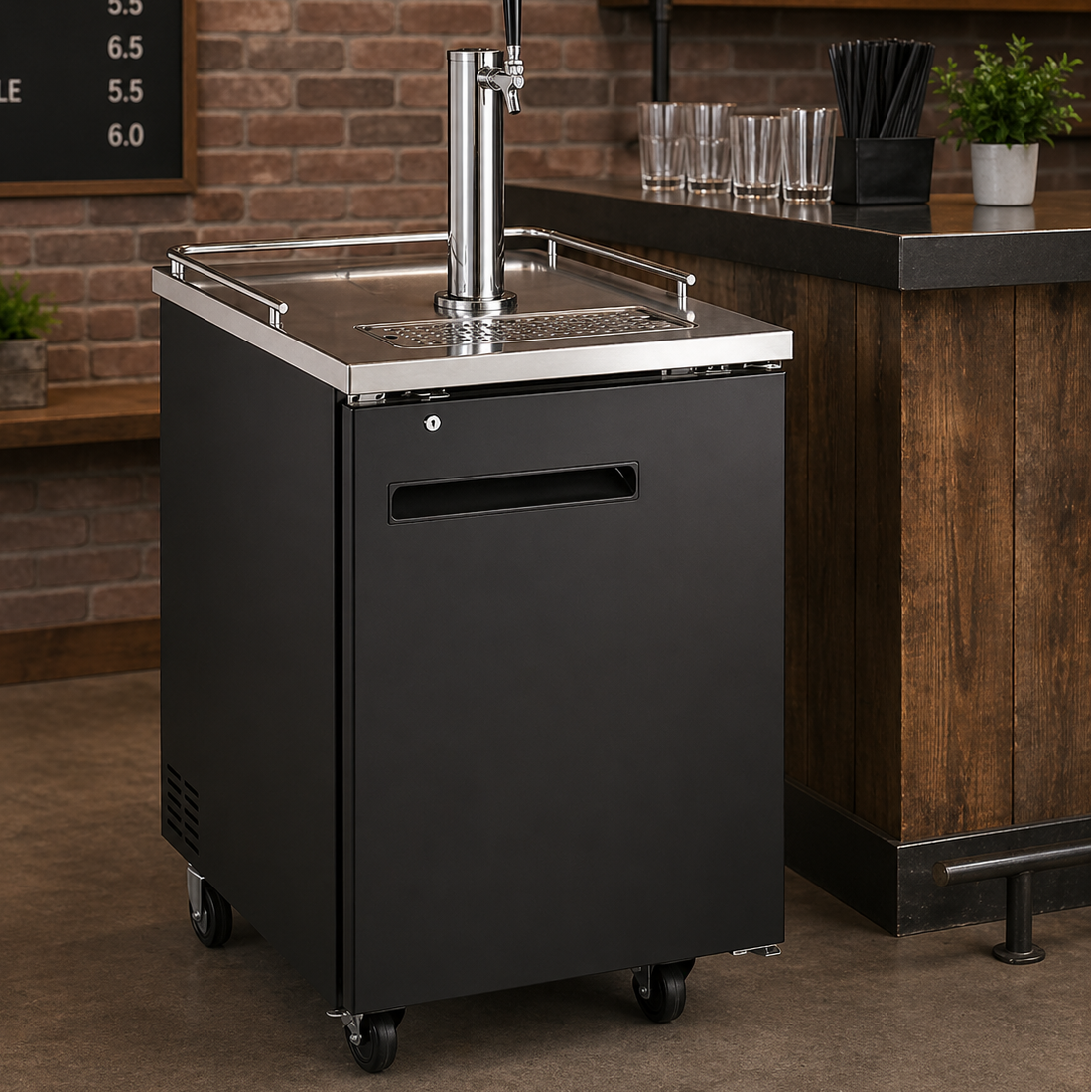 Admiral Craft U-Star Beer Dispenser, 7.8 cu ft Capacity, in Black USBD-2428