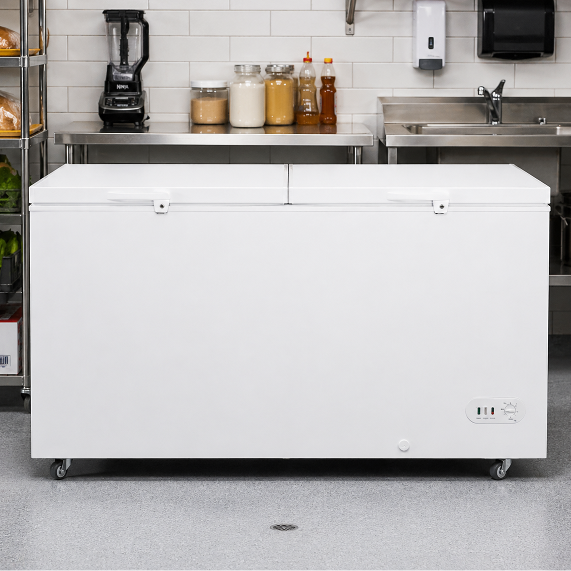 Admiral Craft Black Diamond Chest Freezer, Two Solid Doors, 15.4 cu ft, in White BDCF-16/2R