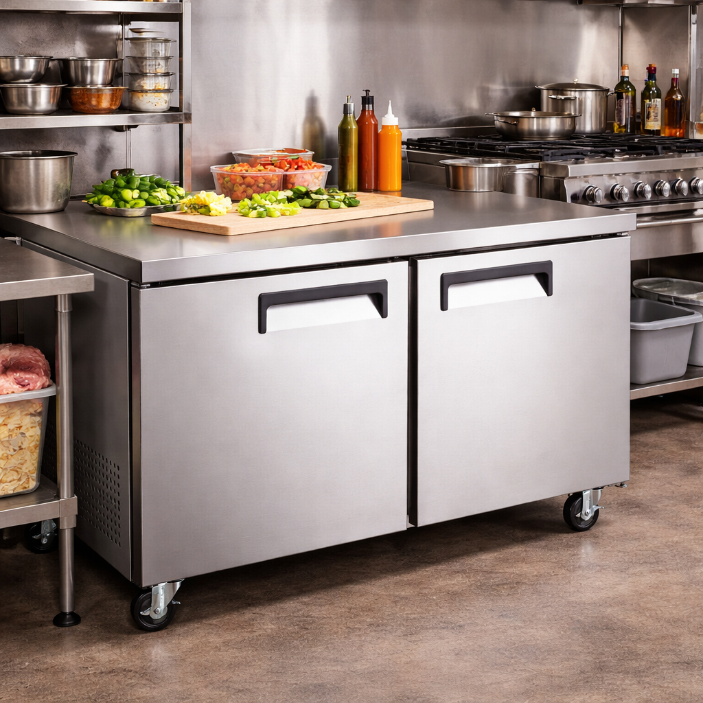 Admiral Craft U-Star Worktop Refrigerator, Two Solid Doors, 11.9 cu ft Capacity, in Stainless Steel USWR-2D