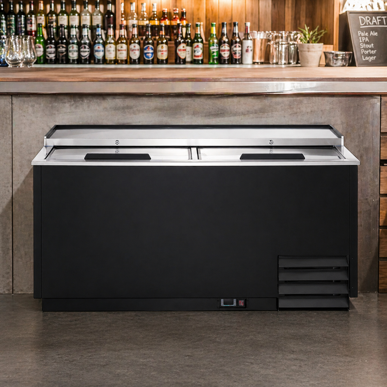 Admiral Craft U-Star Glass Froster, Two Sliding Doors, 14 cu ft Capacity, in Black USGF-2L