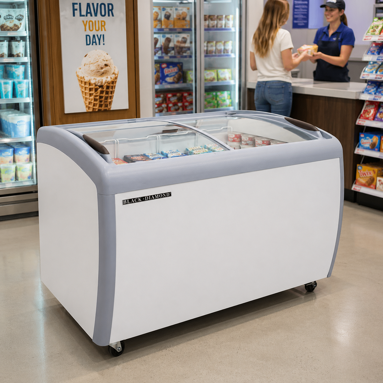 Admiral Craft Black Diamond Chest Freezer, Two Glass Doors, 6.7 cu ft, in White BDCF-9-CG