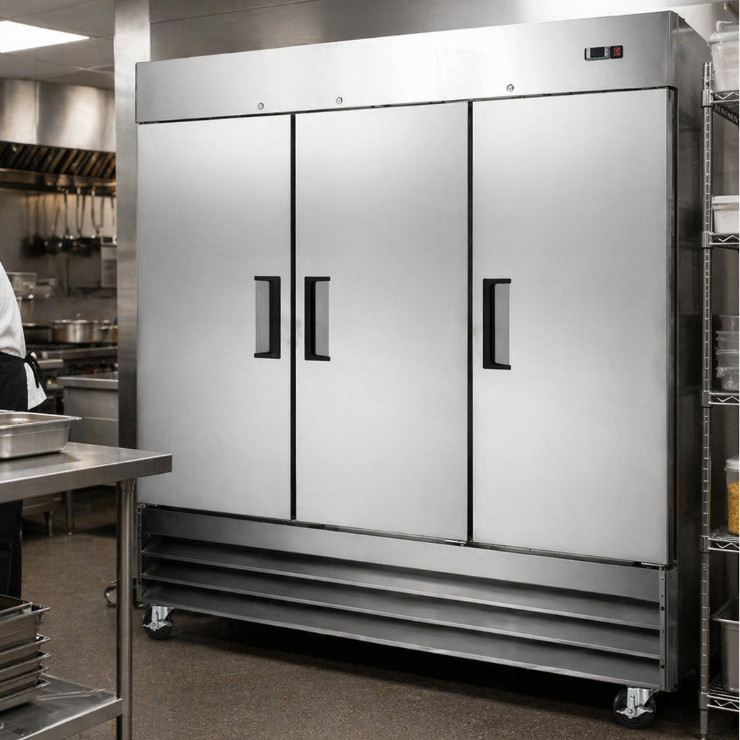 Admiral Craft Grista Reach-In Refrigerator, Triple Solid Doors, 72.1 cu ft Capacity, in Stainless Steel GRRF-3D