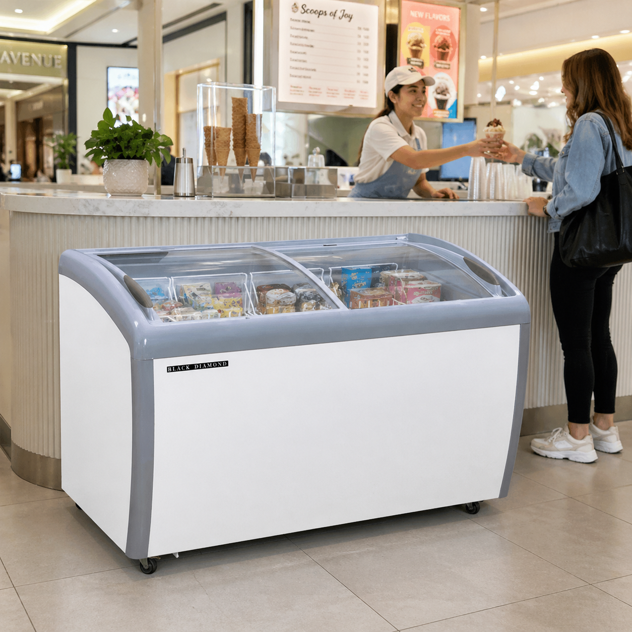 Admiral Craft Black Diamond Chest Freezer, Two Glass Doors, 11.7 cu ft, in White BDCF-15-CG
