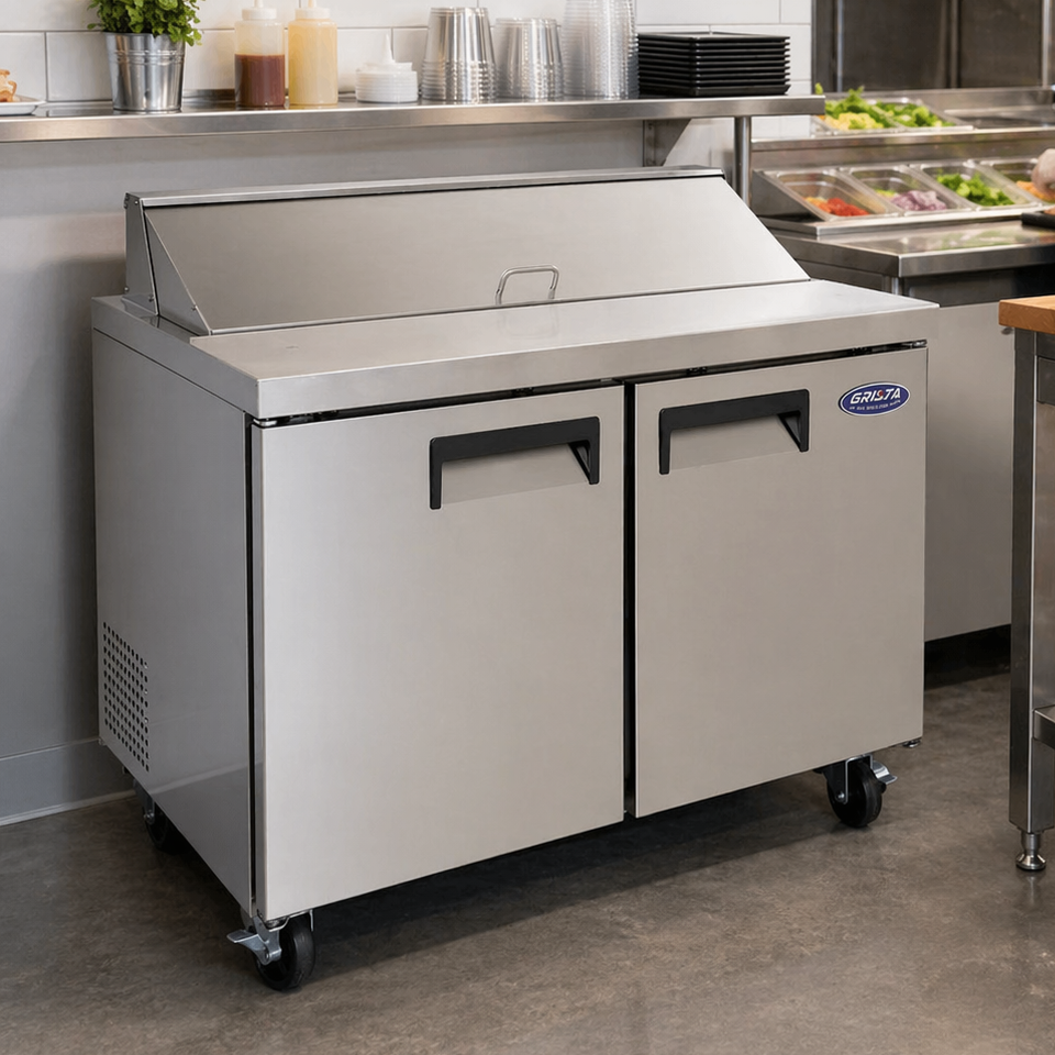Admiral Craft Grista Refrigerated Salad/Sandwich Prep Table, Two Doors, 47", in Stainless Steel GRSL-2D