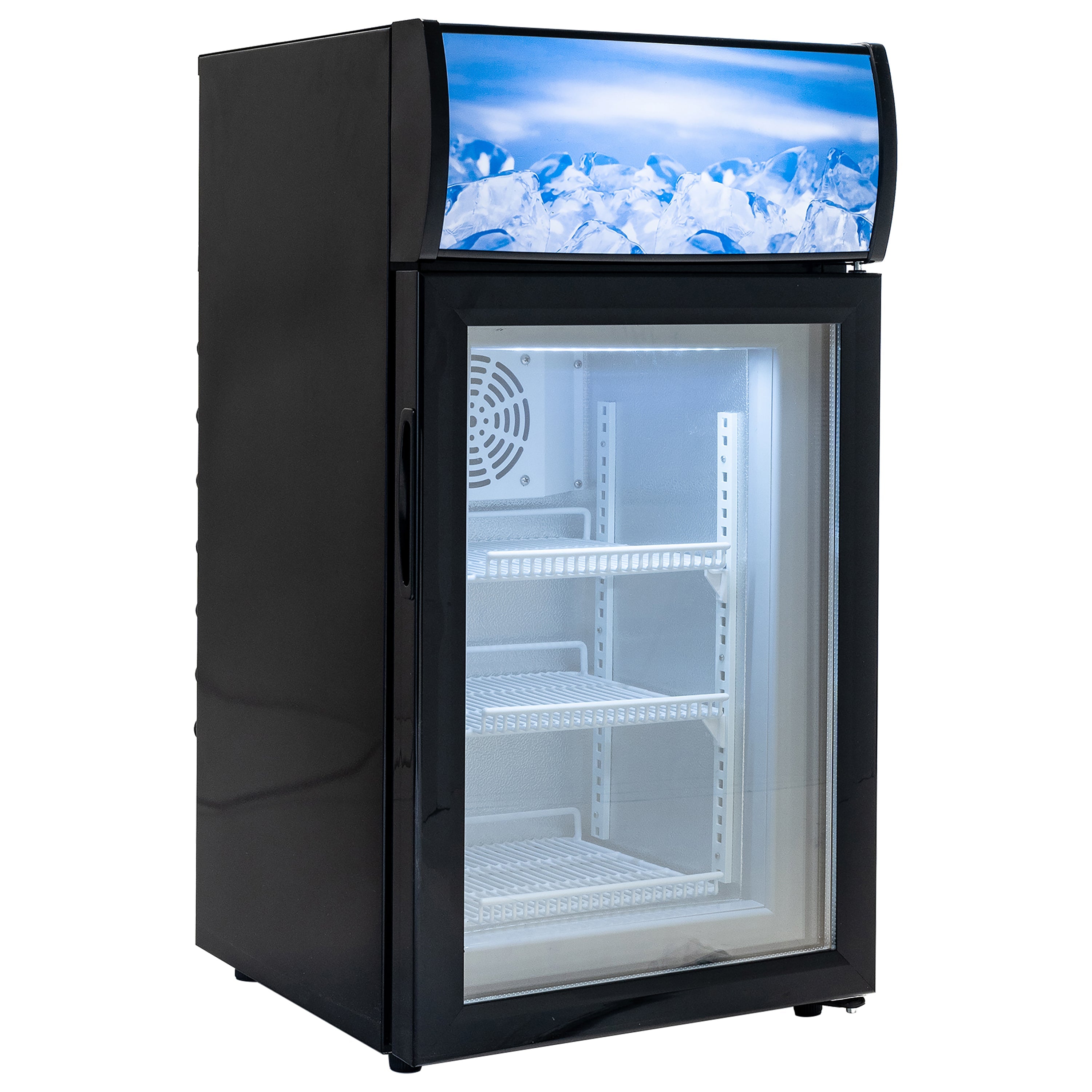 Admiral Craft Black Diamond Countertop Display Freezer, Single Glass Door, 1.4 cu ft, in Black CDFZ-1D/1.4