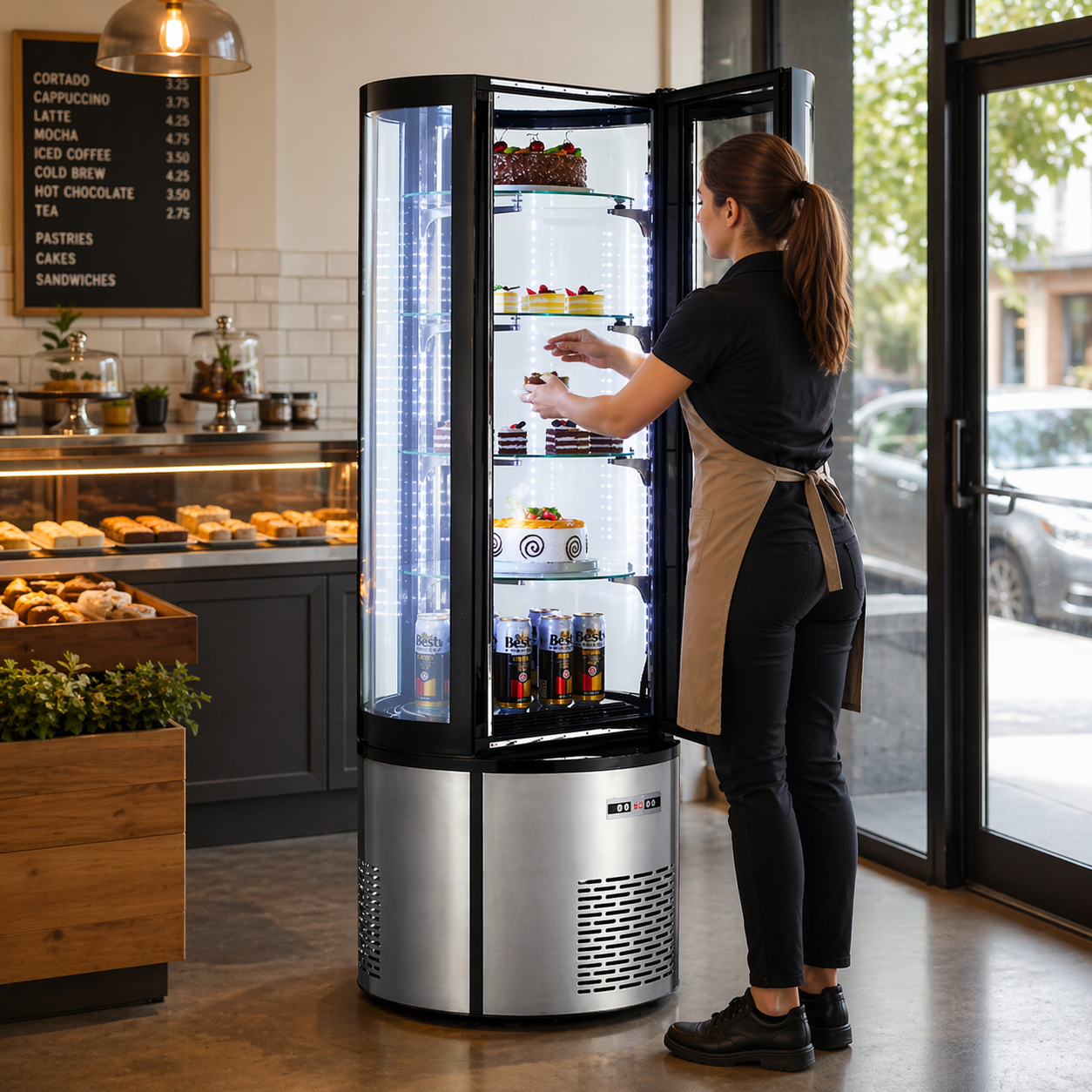 Admiral Craft Black Diamond Standing Refrigerated Cake Display, Single Glass Door, 12.7 cu ft, in Stainless Steel BDRCK-400