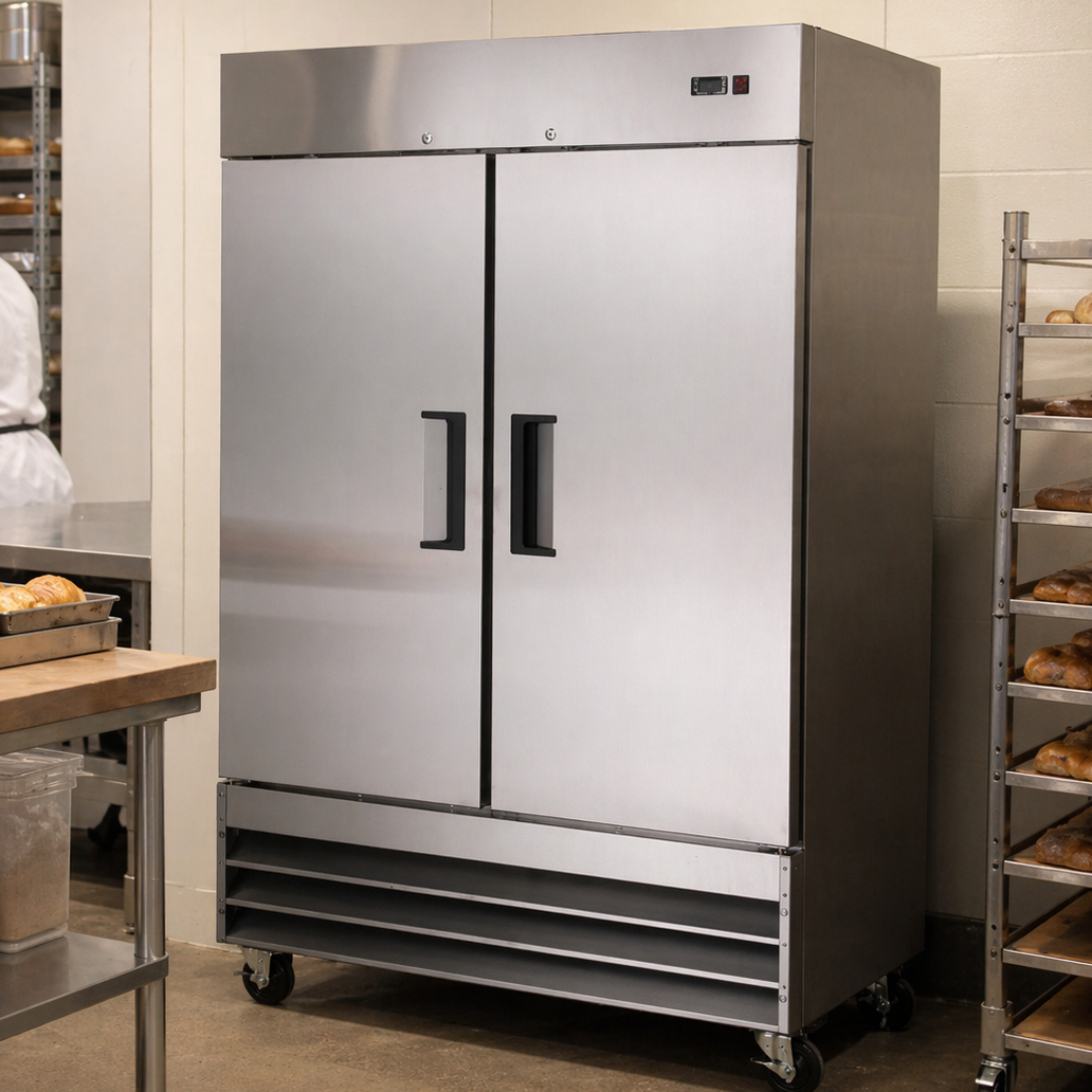 Admiral Craft U-Star 2 Door Reach-In Refrigerator, in Silver USRF-2D