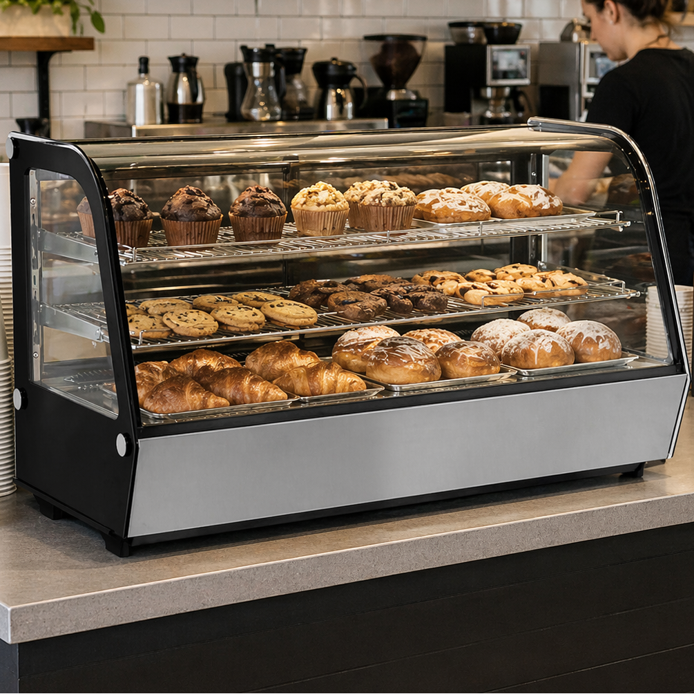 Admiral Craft Black Diamond Refrigerated Countertop Display Case, Two Glass Doors, 7 cu ft, in Stainless Steel BDRCTD-200