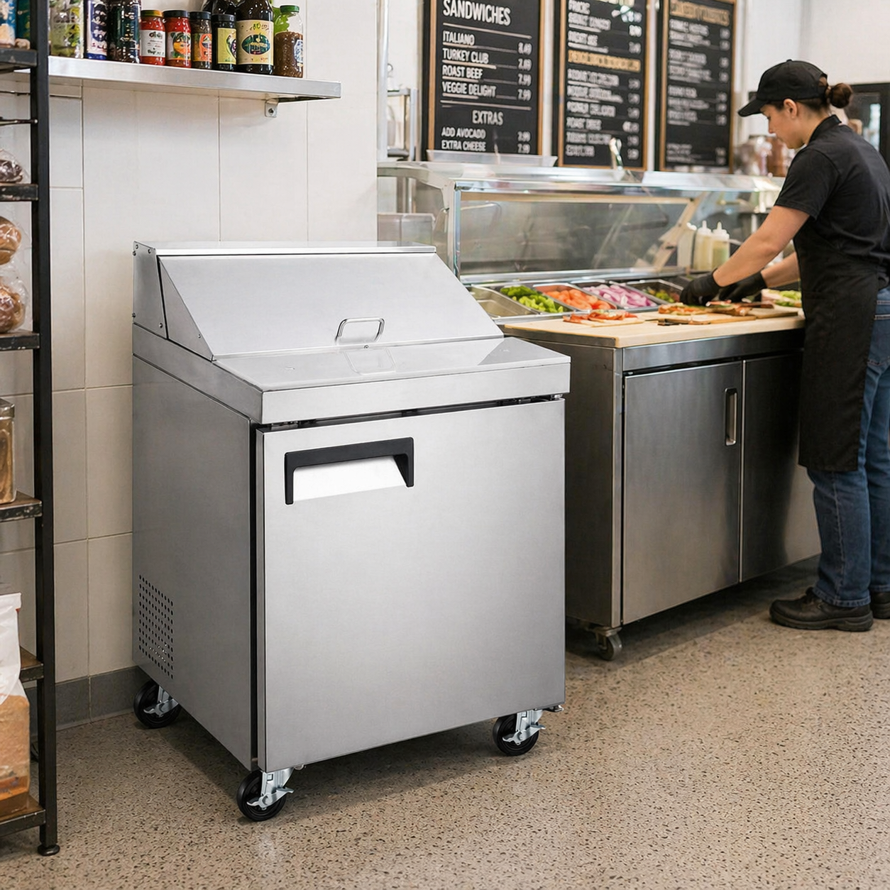 Admiral Craft U-Star Refrigerated Salad/Sandwich Prep Table, Single Solid Door, in Stainless Steel USSL-1D