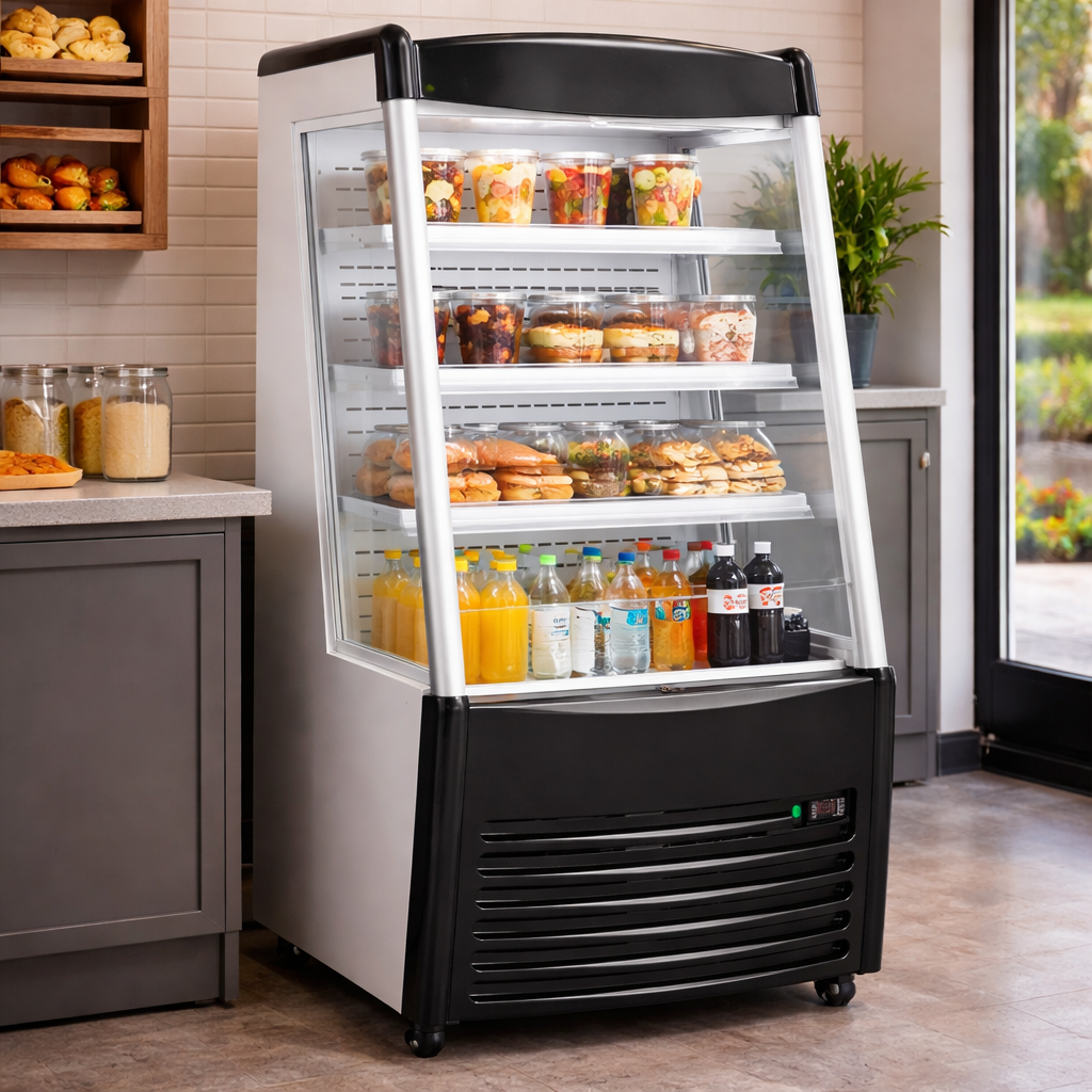 Admiral Craft Black Diamond Vertical Air Curtain Merchandiser, 36.2"W, in Stainless Steel/Black BDVACM-320