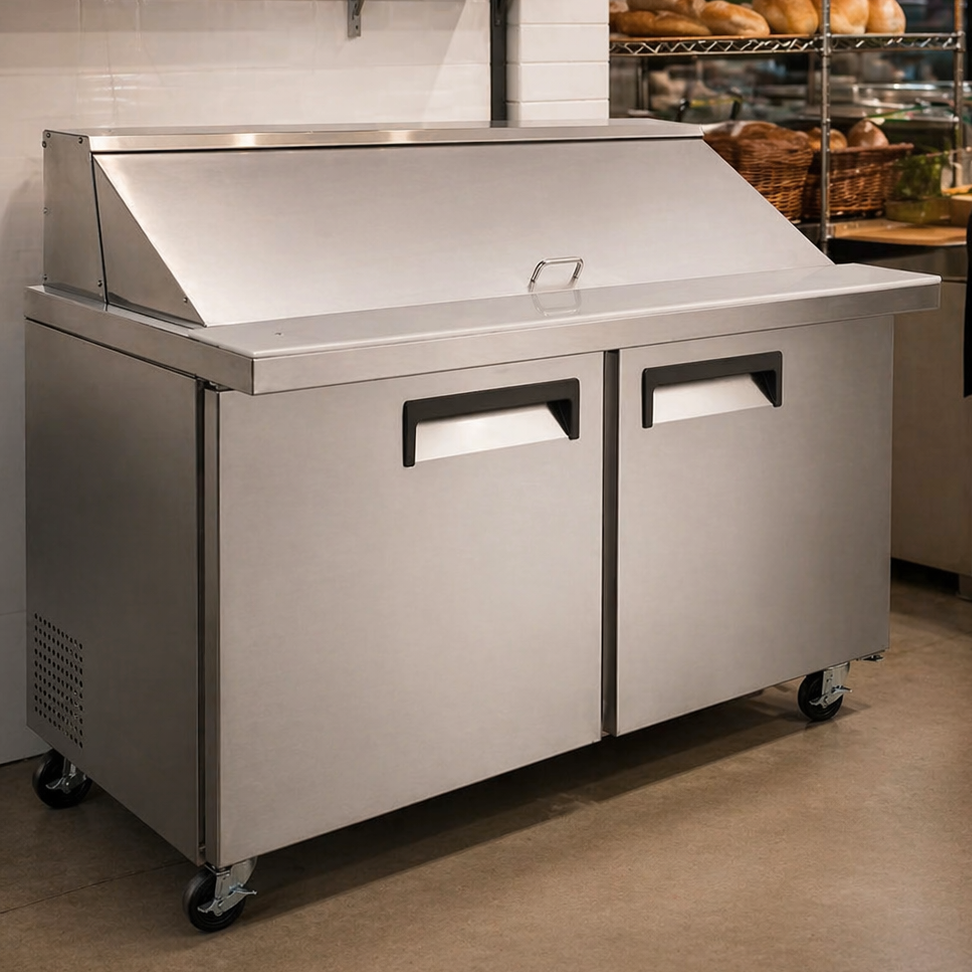 Admiral Craft Grista Refrigerated Mega Top Salad/Sandwich Prep Table, Two Doors, 60", in Stainless Steel GRSLM-2D/60