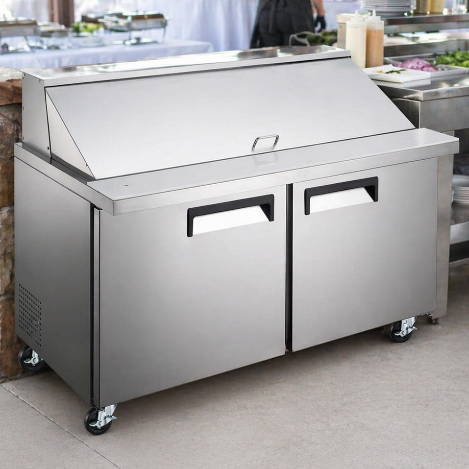 Admiral Craft Grista Refrigerated Mega Top Salad/Sandwich Prep Table, Two Doors, 47", in Stainless Steel GRSLM-2D