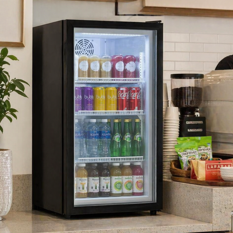 Admiral Craft Black Diamond Countertop Display Freezer, Single Glass Door, 3.5 cu ft, in Black CDFZ-1D/3.5