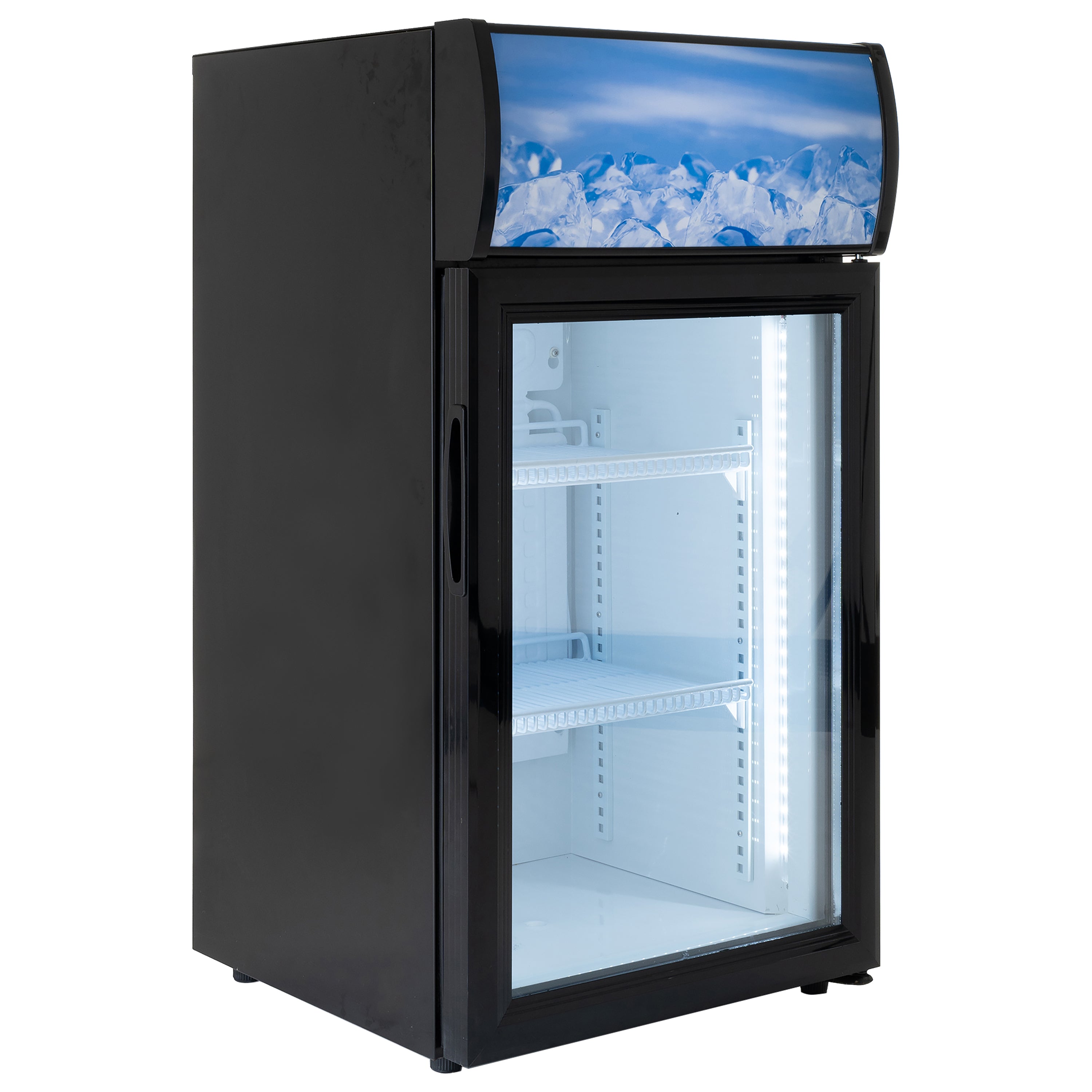 Admiral Craft Black Diamond Countertop Display Refrigerator, Single Glass Door, 2 cu ft, in Black CDRF-1D/2