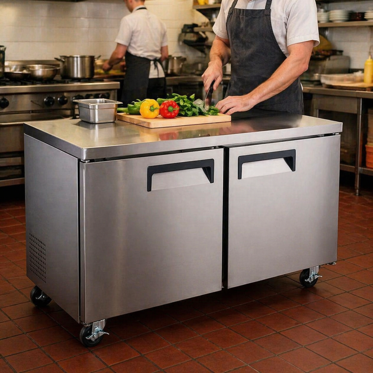 Admiral Craft U-Star Undercounter Refrigerator, Two Solid Doors, 11.9 cu ft Capacity, in Stainless Steel USUCRF-48