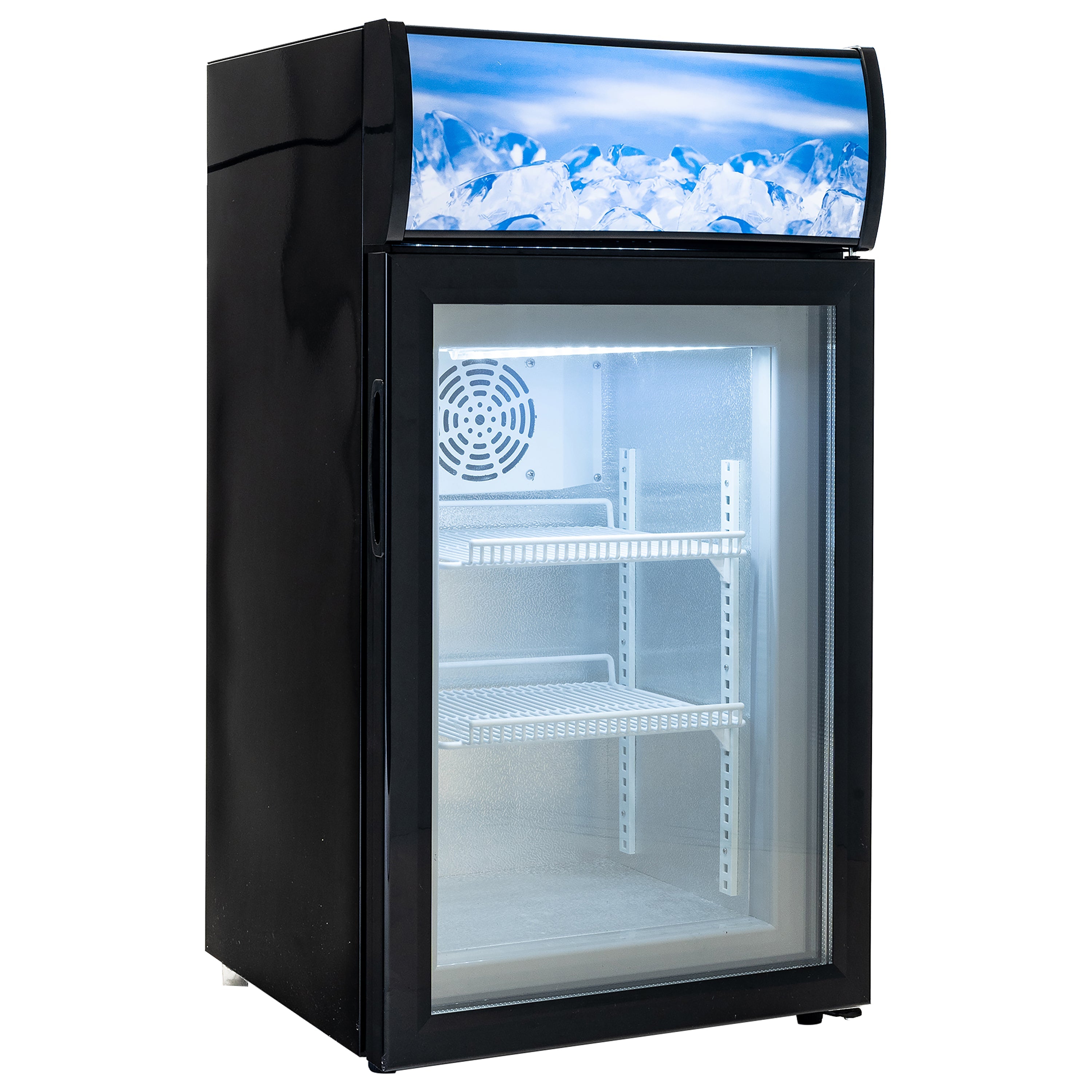 Admiral Craft Black Diamond Countertop Display Freezer, Single Glass Door, 1.8 cu ft, in Black CDFZ-1D/1.8