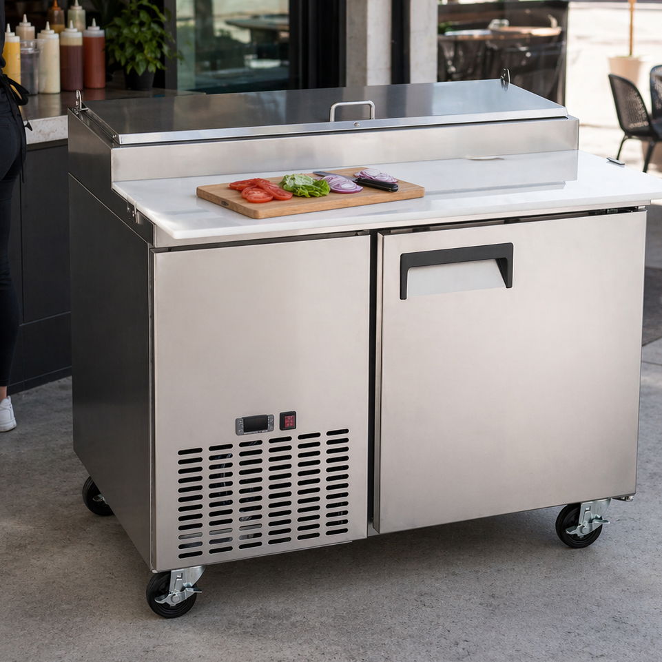 Admiral Craft Grista Refrigerated Pizza Prep Table, Single Solid Door, 12 cu ft Capacity, in Stainless Steel GRPZ-1D