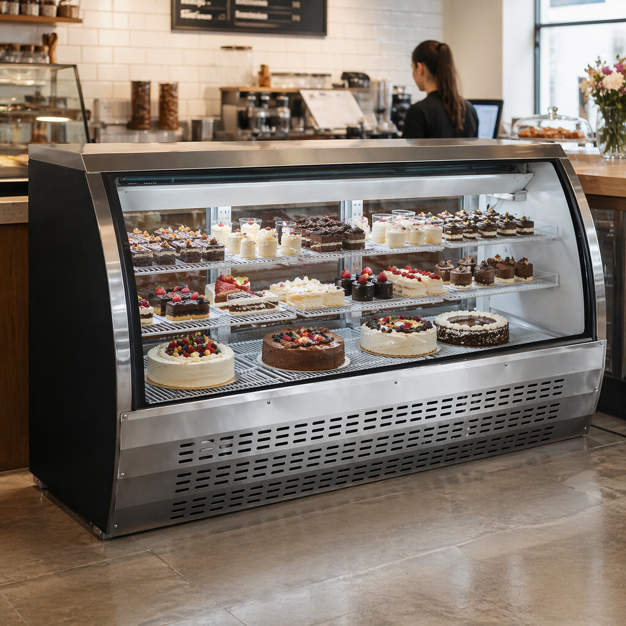 Admiral Craft U-Star Curved Glass Refrigerated Deli Case, in Black USDC-82