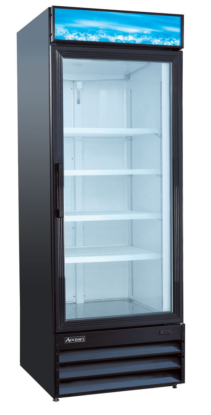 Admiral Craft U-Star Merchandiser Refrigerator, Single Swing Glass Door, 22.6 cu ft Capacity, in Black USRFS-1D/B