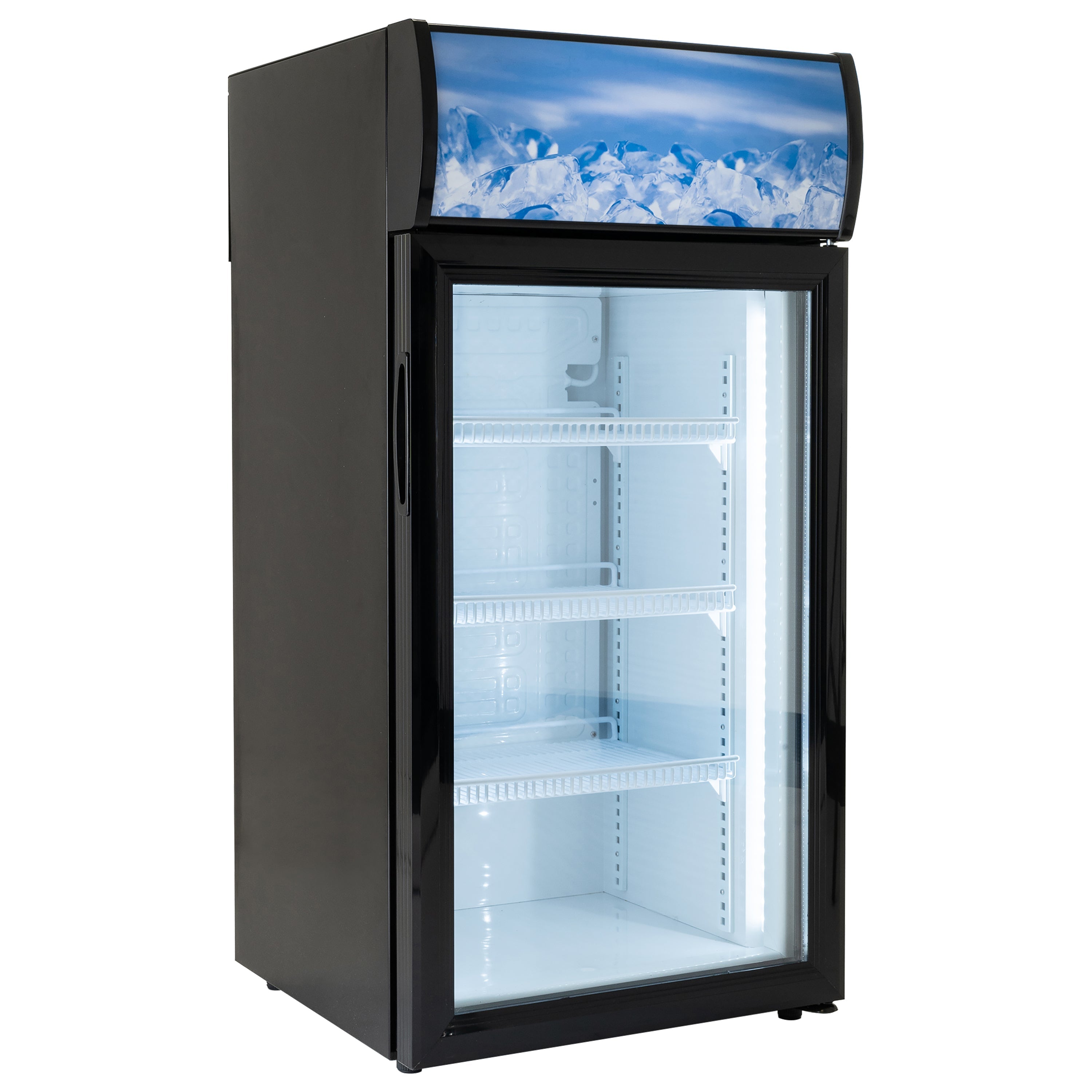 Admiral Craft Black Diamond Countertop Display Refrigerator, Single Glass Door, 2.7 cu ft, in Black CDRF-1D/2.7