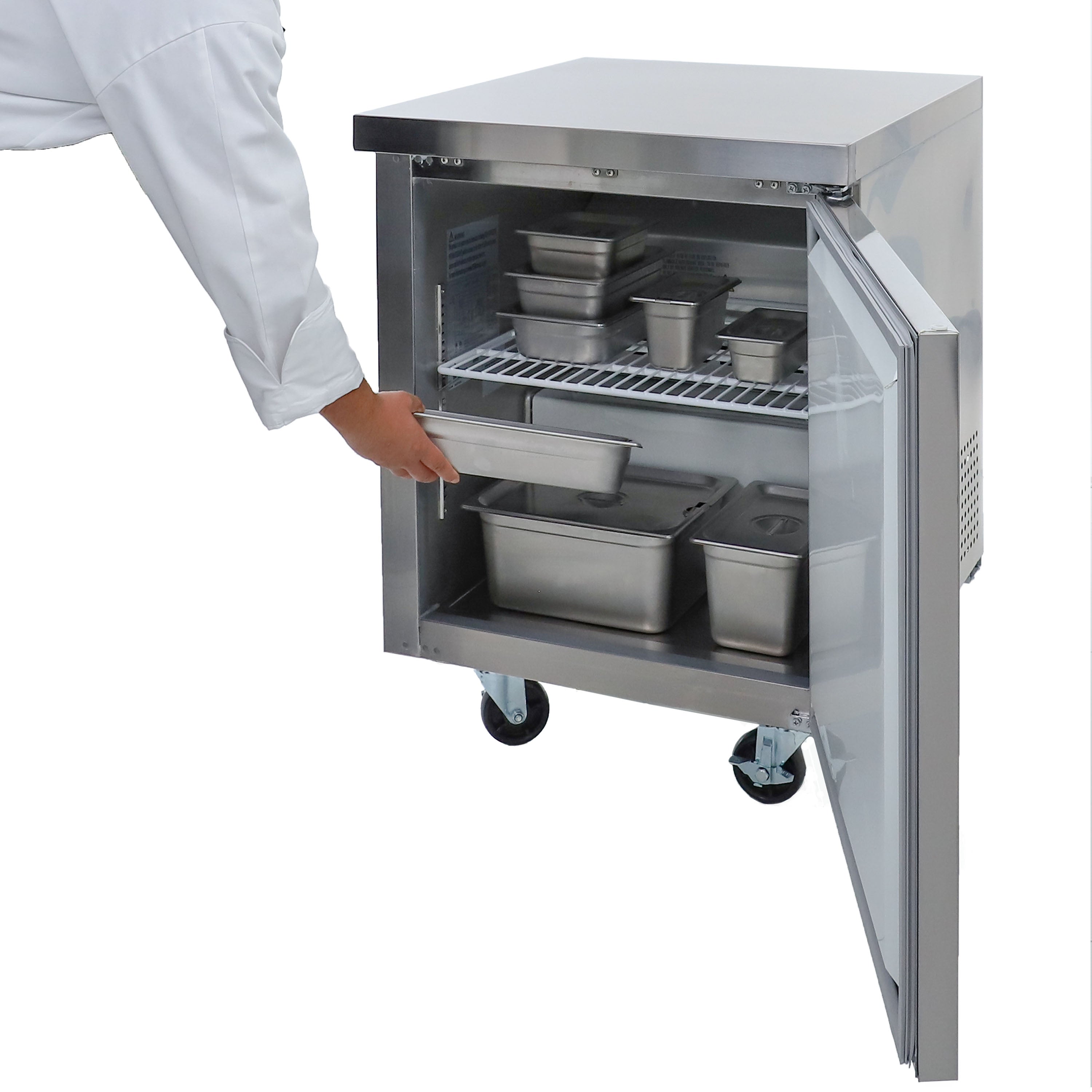 Admiral Craft Grista Undercounter Freezer, Single Solid Door, 6.3 cu ft Capacity, in Stainless Steel GRUCFZ-27