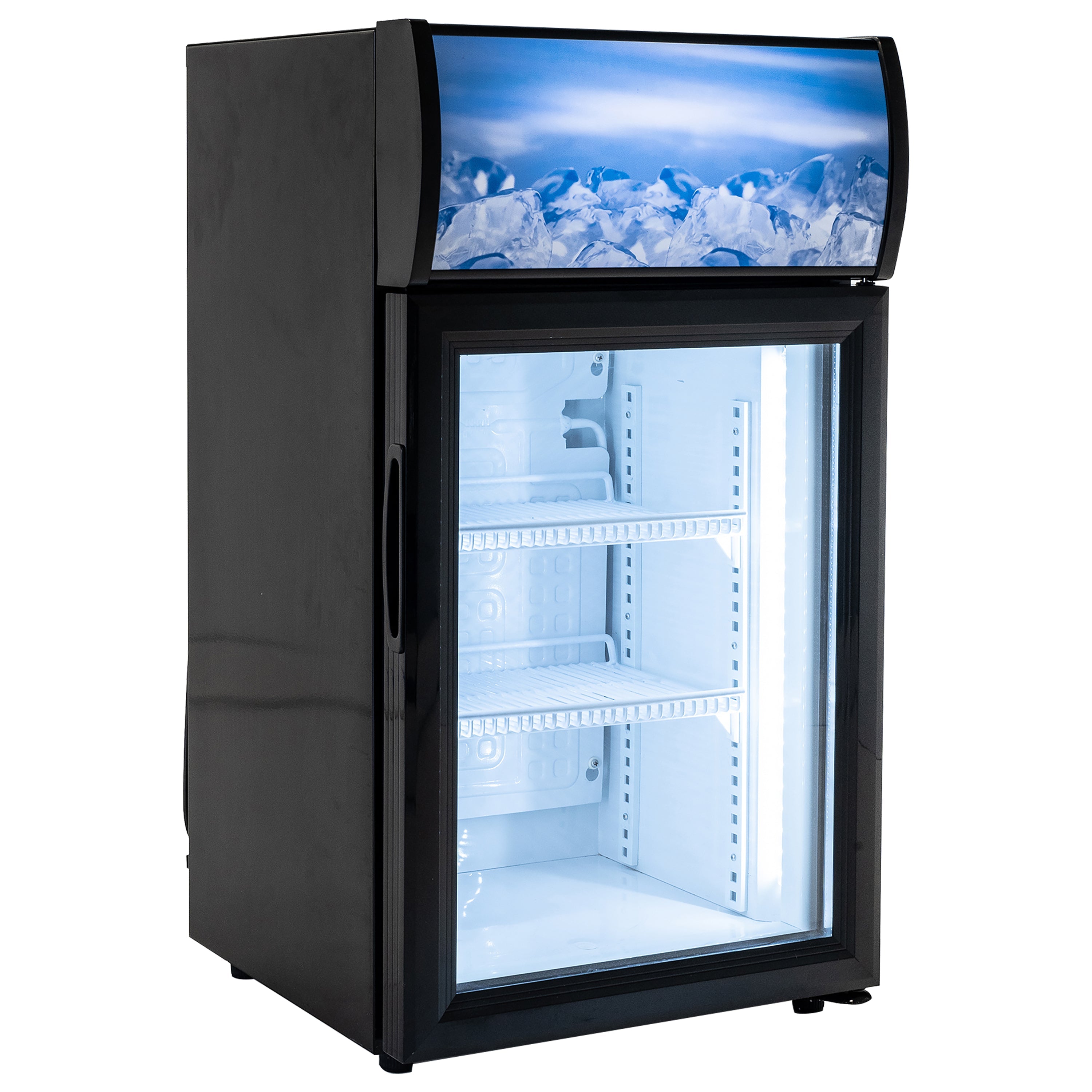 Admiral Craft Black Diamond Countertop Display Refrigerator, Single Glass Door, 1.5 cu ft, in Black CDRF-1D/1.5
